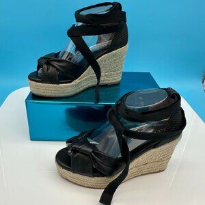 Cole Hann Women's‎ Cloudfeel Hampton Wedge Strappy Sandal Shoes, Size 7.5, Black